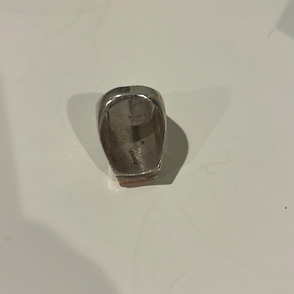 Vintage Navajo Turquoise/onyx/Spiny Oyster shell inlay ring! - Picture 4 of 4